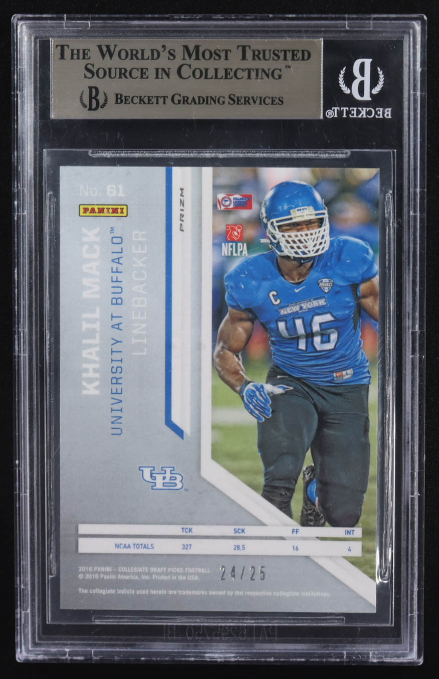 Khalil Mack 2016 Panini Prizm Draft Picks Prizms Red White and Blue #61 RC #24/25 (BGS 9.5) at PristineAuction.com Khalil Mack 2016 Panini Prizm Draft Picks Prizms Red White and Blue #61 RC #24/25 (BGS 9.5) at PristineAuction.com