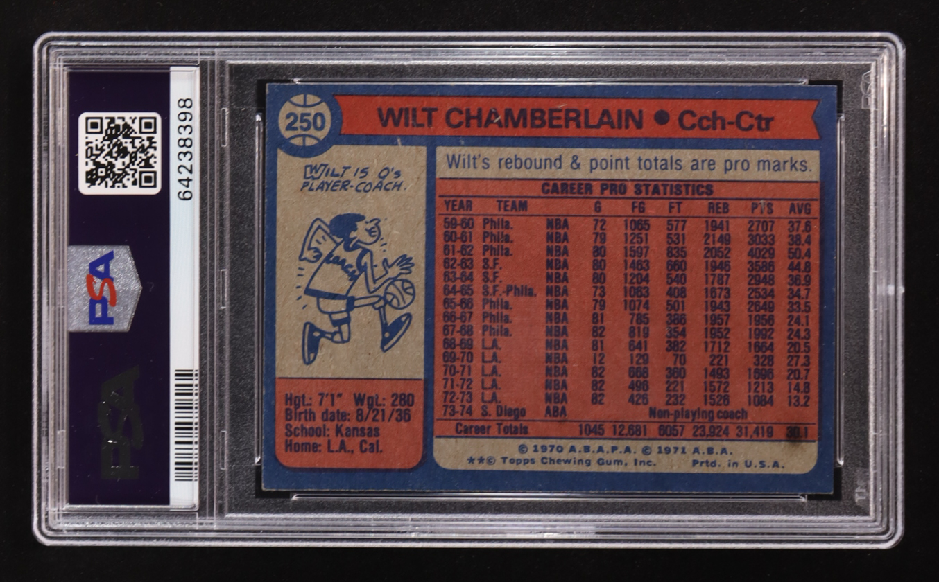 Wilt Chamberlain 1974-75 Topps #250 CO (PSA 6) at PristineAuction.com Wilt Chamberlain 1974-75 Topps #250 CO (PSA 6) at PristineAuction.com