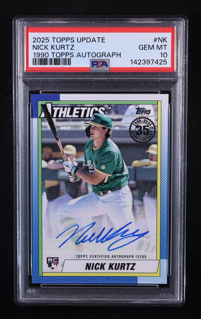 Nick Kurtz 2025 Topps Update '90 Topps Autographs #90AUNK RC (PSA 10) at PristineAuction.com Nick Kurtz 2025 Topps Update '90 Topps Autographs #90AUNK RC (PSA 10) at PristineAuction.com