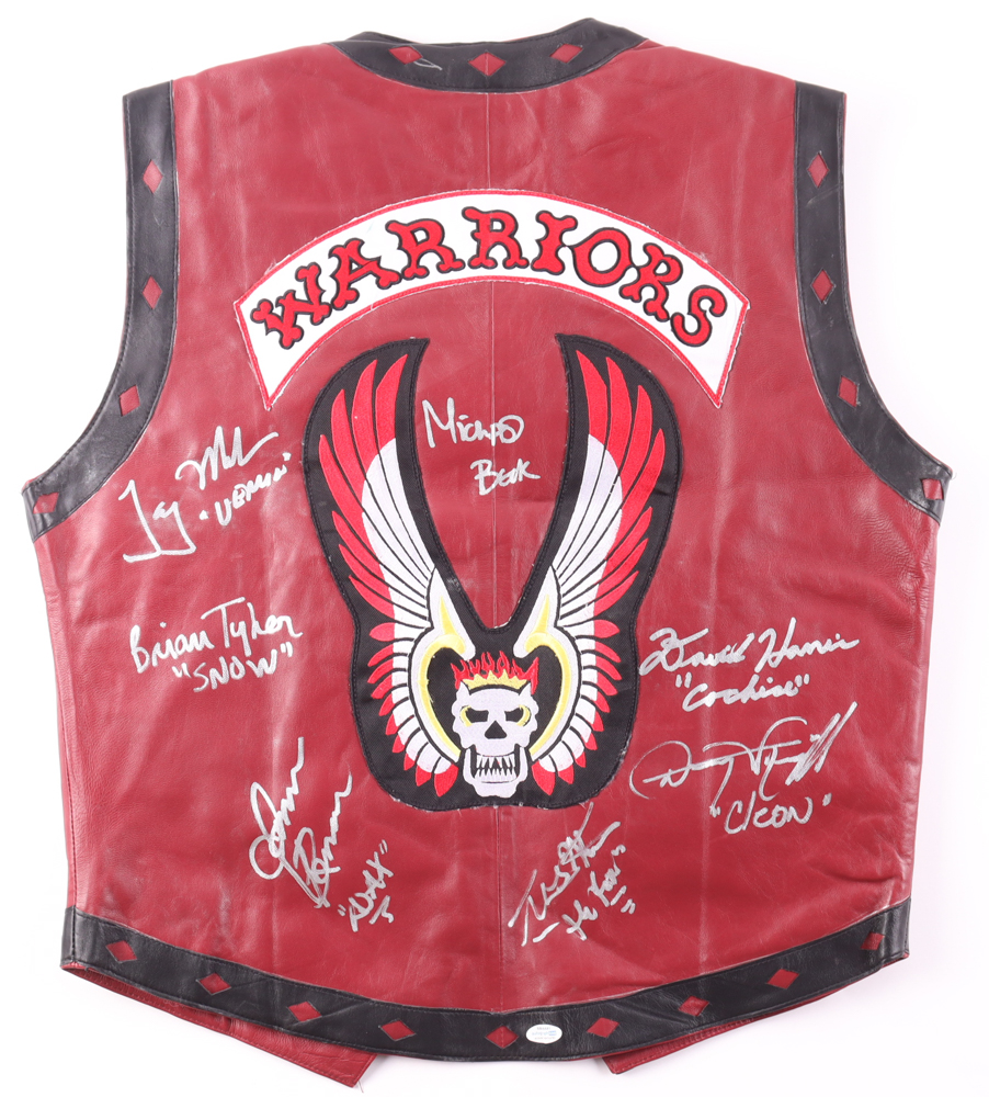 "The Warriors" Replica Leather Vest Cast-Signed & Inscribed By (7) with Michael Beck, James Remar, Thomas G. Waites, Dorsey Wright (ACOA) at PristineAuction.com "The Warriors" Replica Leather Vest Cast-Signed & Inscribed By (7) with Michael Beck, James Remar, Thomas G. Waites, Dorsey Wright (ACOA) at PristineAuction.com