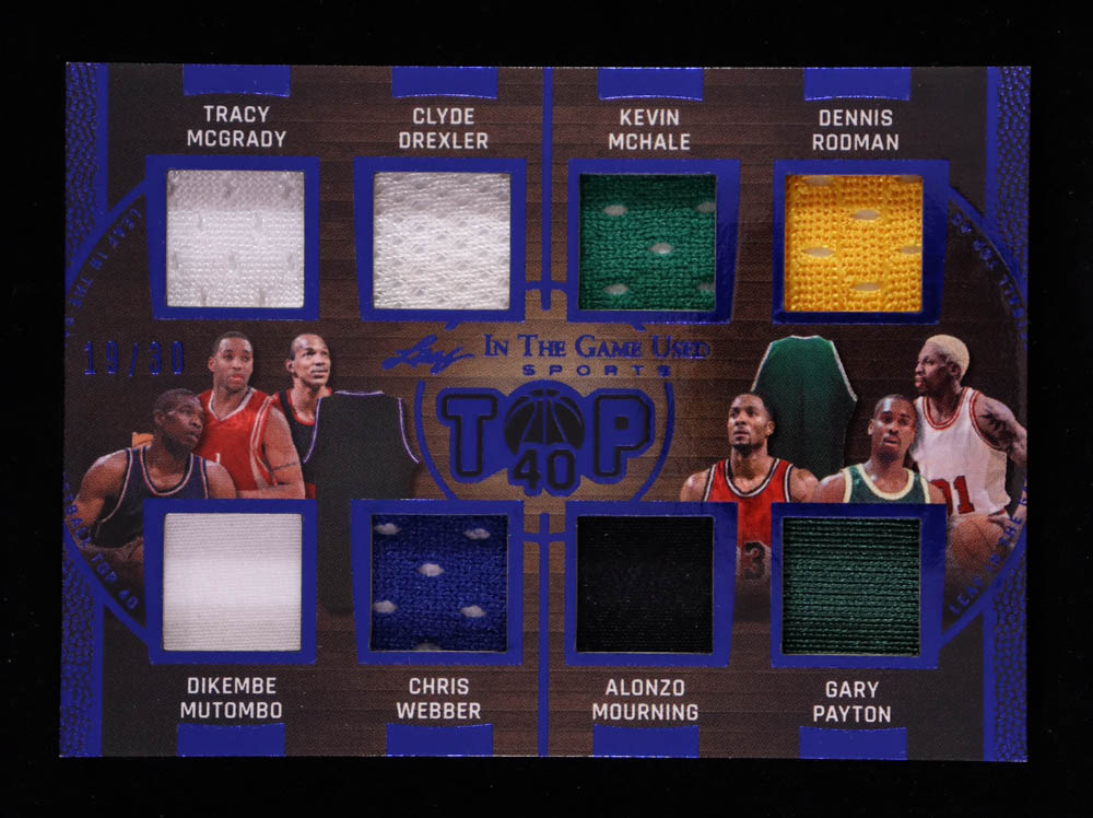 2025 ITG Used Sports Top 40 Memorabilia Blue #BKT3 Tracy McGrady / Clyde Drexler / Kevin McHale / Dennis Rodman / Dikembe Mutombo / Chris Webber / Alonzo Mourning / Gary Payton #19/30 at PristineAuction.com 2025 ITG Used Sports Top 40 Memorabilia Blue #BKT3 Tracy McGrady / Clyde Drexler / Kevin McHale / Dennis Rodman / Dikembe Mutombo / Chris Webber / Alonzo Mourning / Gary Payton #19/30 at PristineAuction.com
