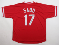 Chris Sabo Signed Jersey Inscribed "90 WS Champs" (Authentic Ink) at PristineAuction.com