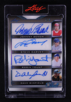 Johnny Bench / Steve Garvey / Robin Yount / Dave Winfield / Dale Murphy / Andre Dawson / Don Mattingly / Tim Raines 2025 Leaf Pearl Signatures 8 Spectrum Platinum Holofoil #S81 #2/4 at PristineAuction.com