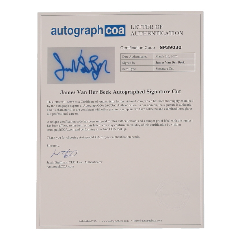 James Van Der Beek Signed Custom Matted Cut Display (ACOA) at PristineAuction.com James Van Der Beek Signed Custom Matted Cut Display (ACOA) at PristineAuction.com