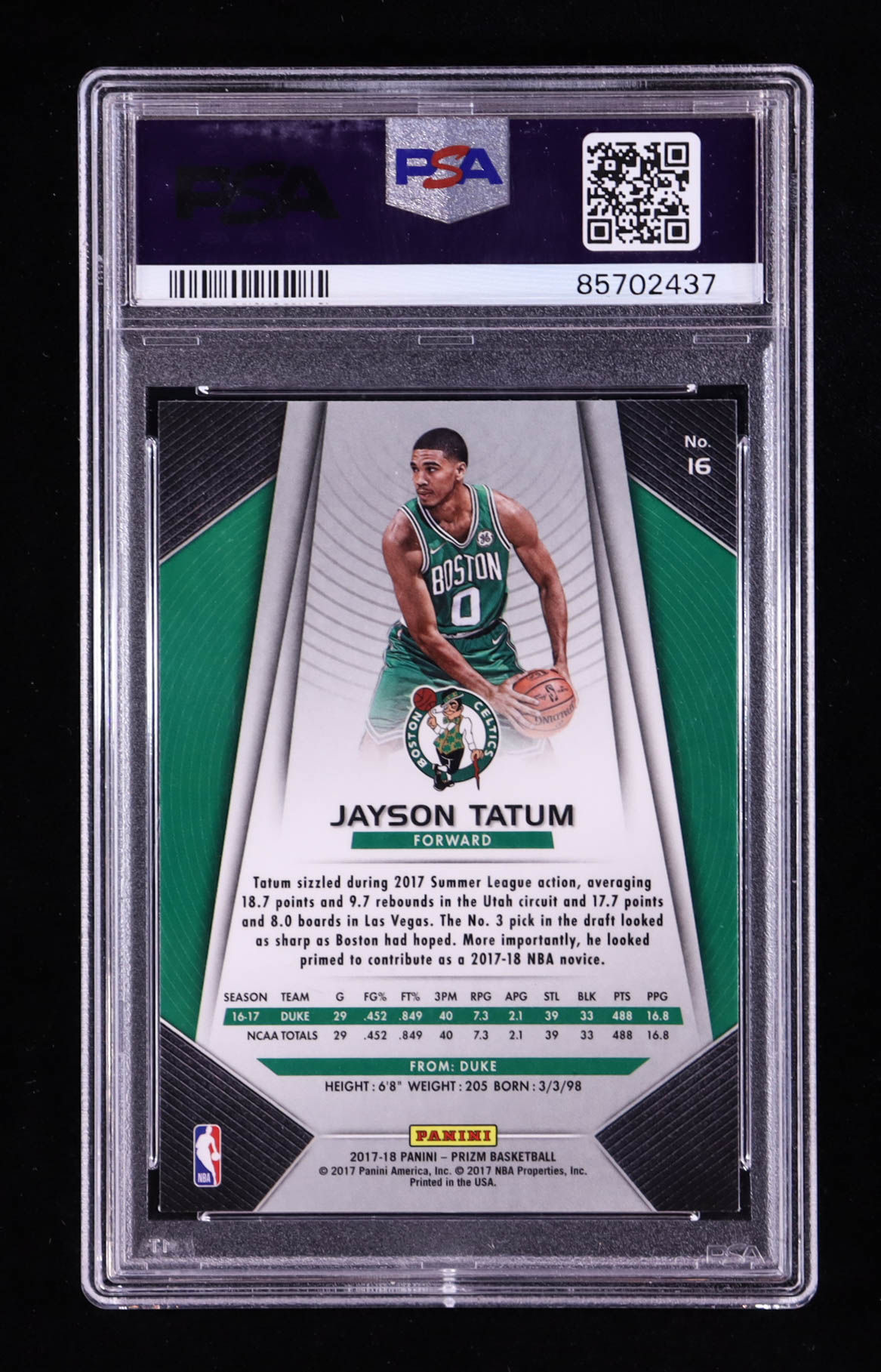 Jayson Tatum 2017-18 Panini Prizm #16 RC (PSA 10) at PristineAuction.com Jayson Tatum 2017-18 Panini Prizm #16 RC (PSA 10) at PristineAuction.com