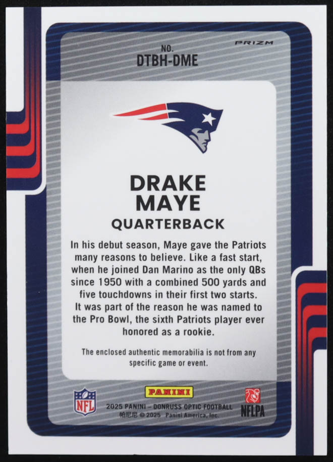 Drake Maye 2025 Donruss Optic Donruss Threads Blue Hyper #14 at PristineAuction.com Drake Maye 2025 Donruss Optic Donruss Threads Blue Hyper #14 at PristineAuction.com