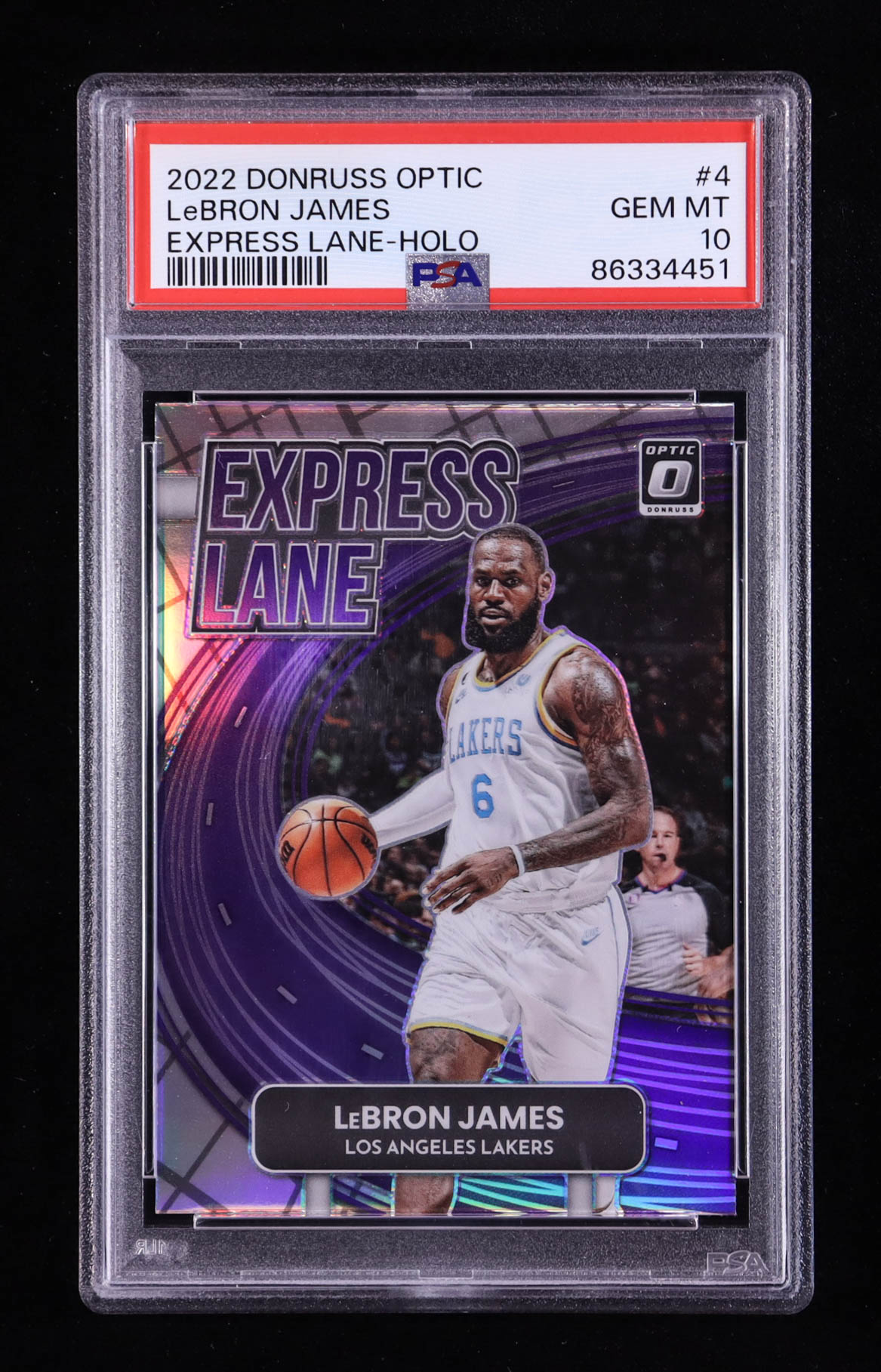 LeBron James 2022-23 Donruss Optic Express Lane Holo #4 (PSA 10) at PristineAuction.com LeBron James 2022-23 Donruss Optic Express Lane Holo #4 (PSA 10) at PristineAuction.com