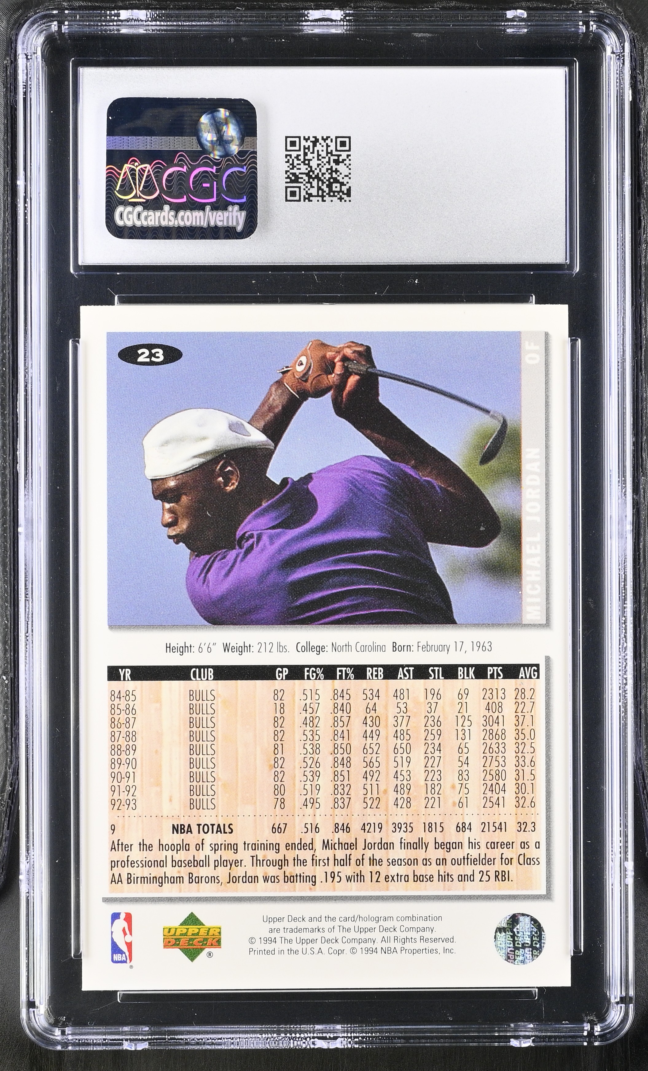 Michael Jordan 1994-95 Collector's Choice #23 BB RC (CGC 9) at PristineAuction.com Michael Jordan 1994-95 Collector's Choice #23 BB RC (CGC 9) at PristineAuction.com