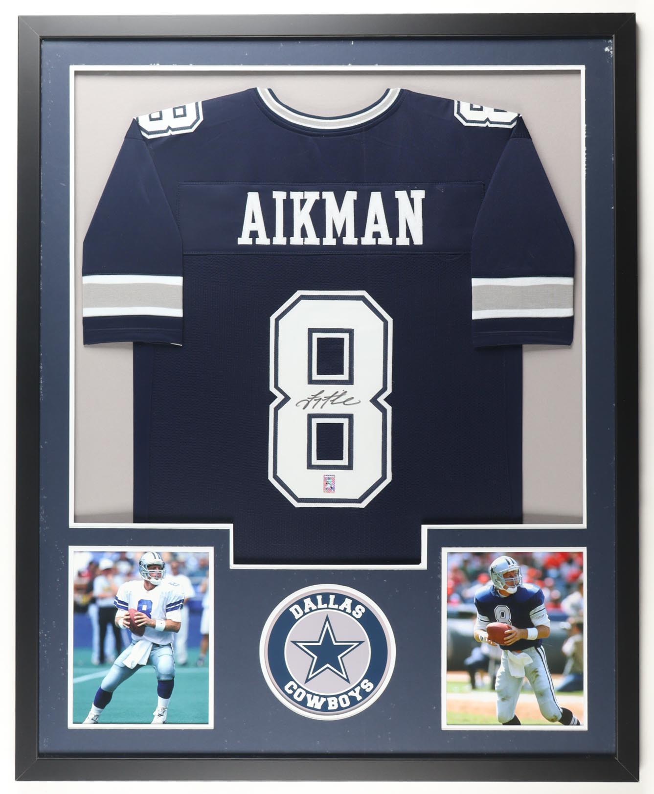 Troy Aikman Signed Custom Framed Jersey Display with Photos (Aikman) at PristineAuction.com Troy Aikman Signed Custom Framed Jersey Display with Photos (Aikman) at PristineAuction.com