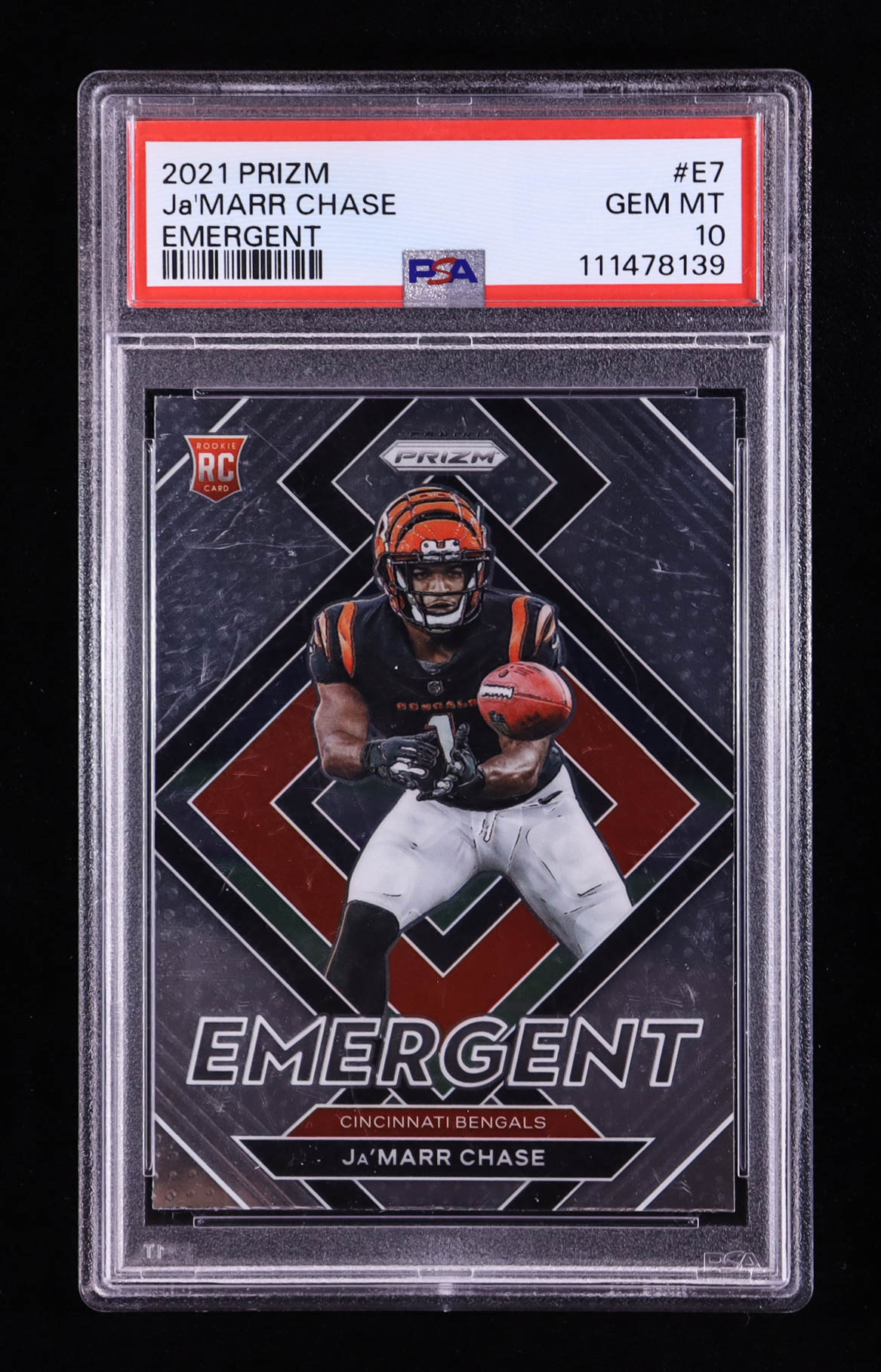 Ja'Marr Chase 2021 Panini Prizm Emergent #7 RC (PSA 10) at PristineAuction.com Ja'Marr Chase 2021 Panini Prizm Emergent #7 RC (PSA 10) at PristineAuction.com