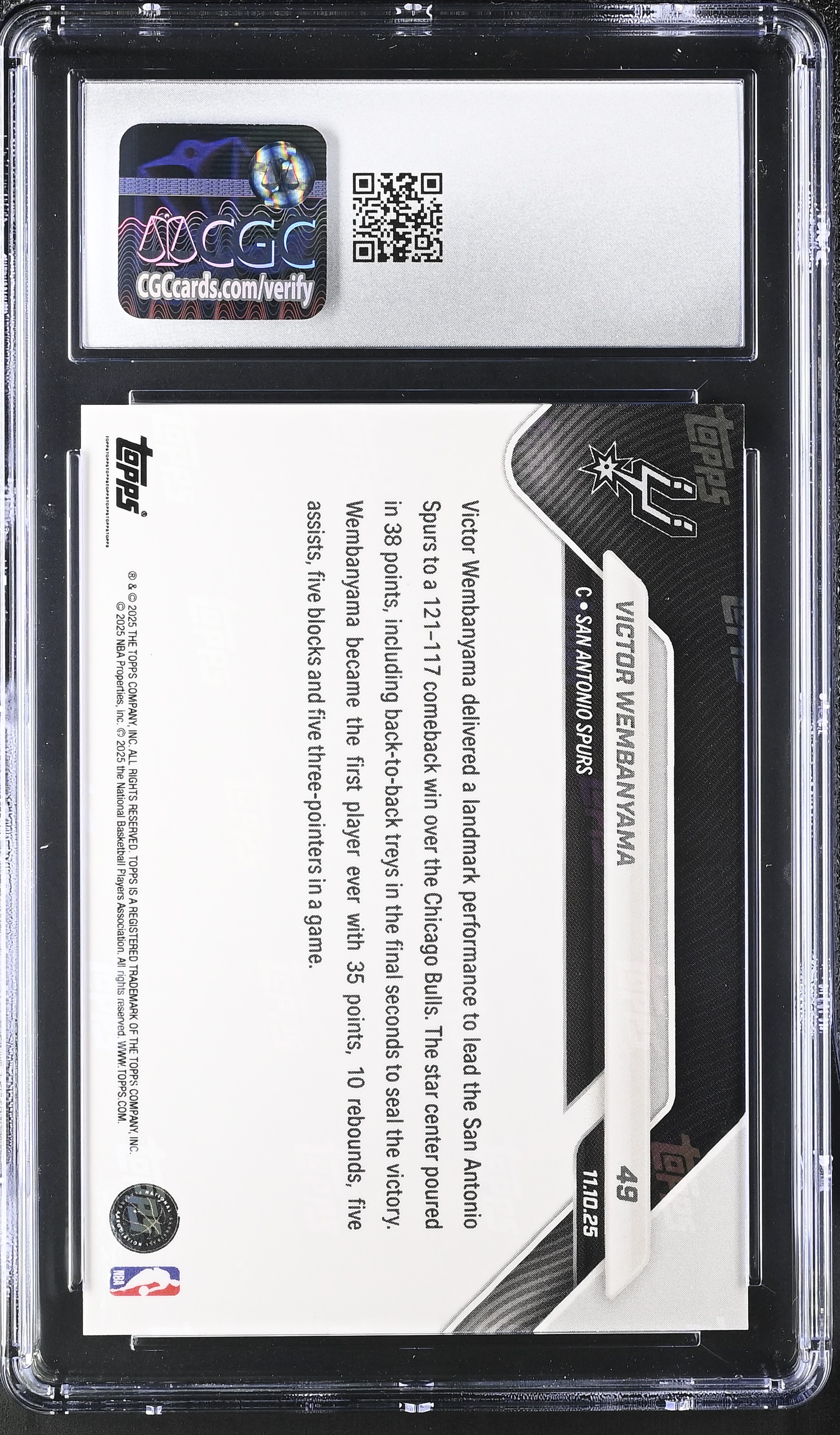 Victor Wembanyama 2025-26 Topps Now Green Foil #49 #94/99 (CGC 9) at PristineAuction.com Victor Wembanyama 2025-26 Topps Now Green Foil #49 #94/99 (CGC 9) at PristineAuction.com