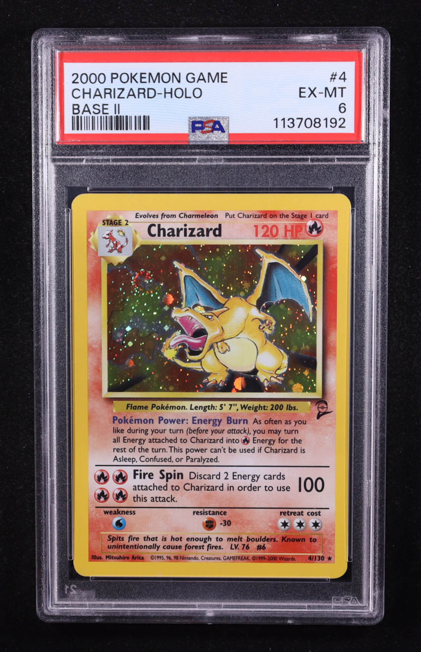Charizard 2000 Pokemon Base 2 Unlimited #4 HOLO (PSA 6) at PristineAuction.com Charizard 2000 Pokemon Base 2 Unlimited #4 HOLO (PSA 6) at PristineAuction.com