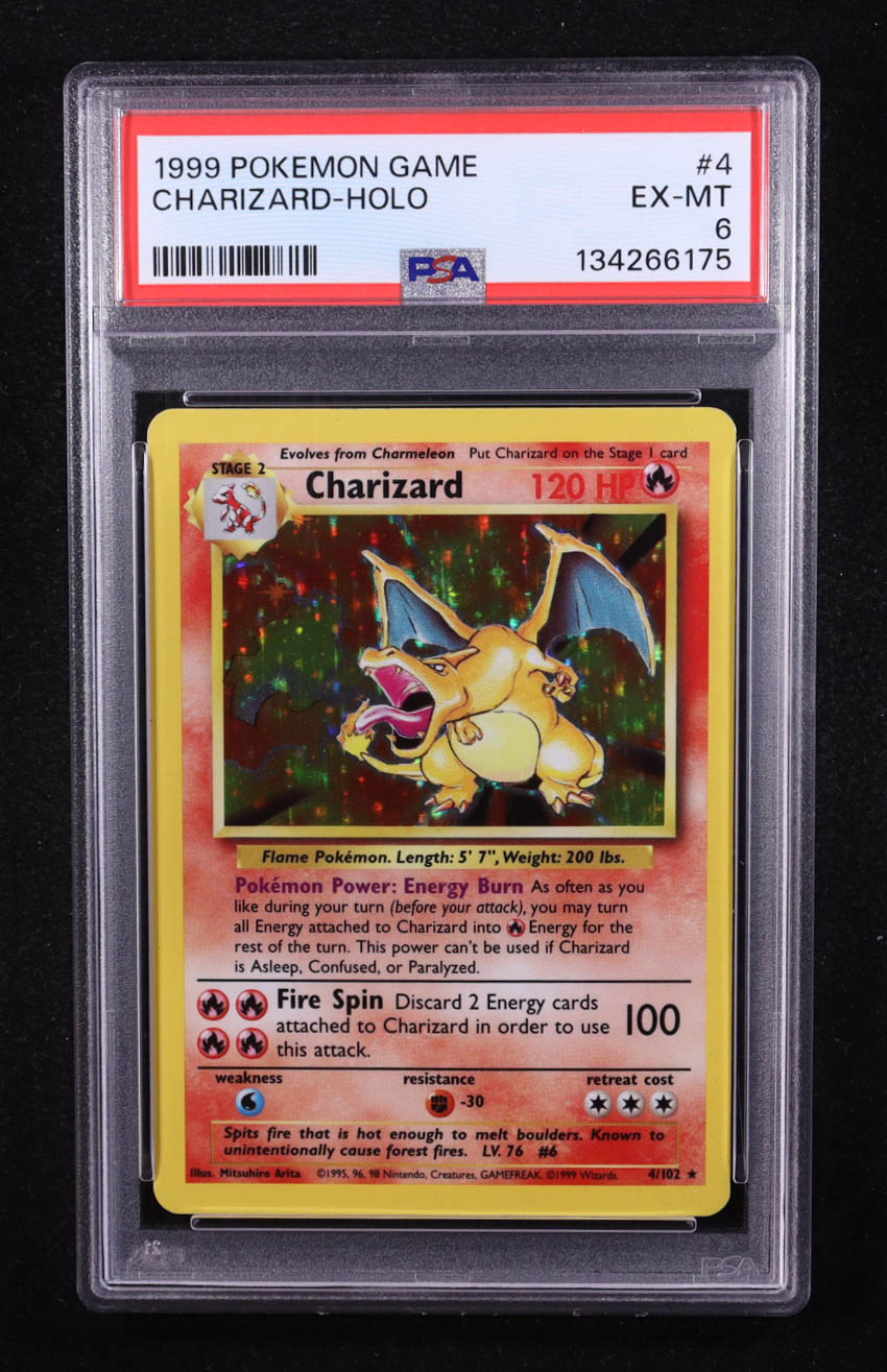 Charizard 1999 Pokemon Base Unlimited #4 HOLO (PSA 6) at PristineAuction.com Charizard 1999 Pokemon Base Unlimited #4 HOLO (PSA 6) at PristineAuction.com