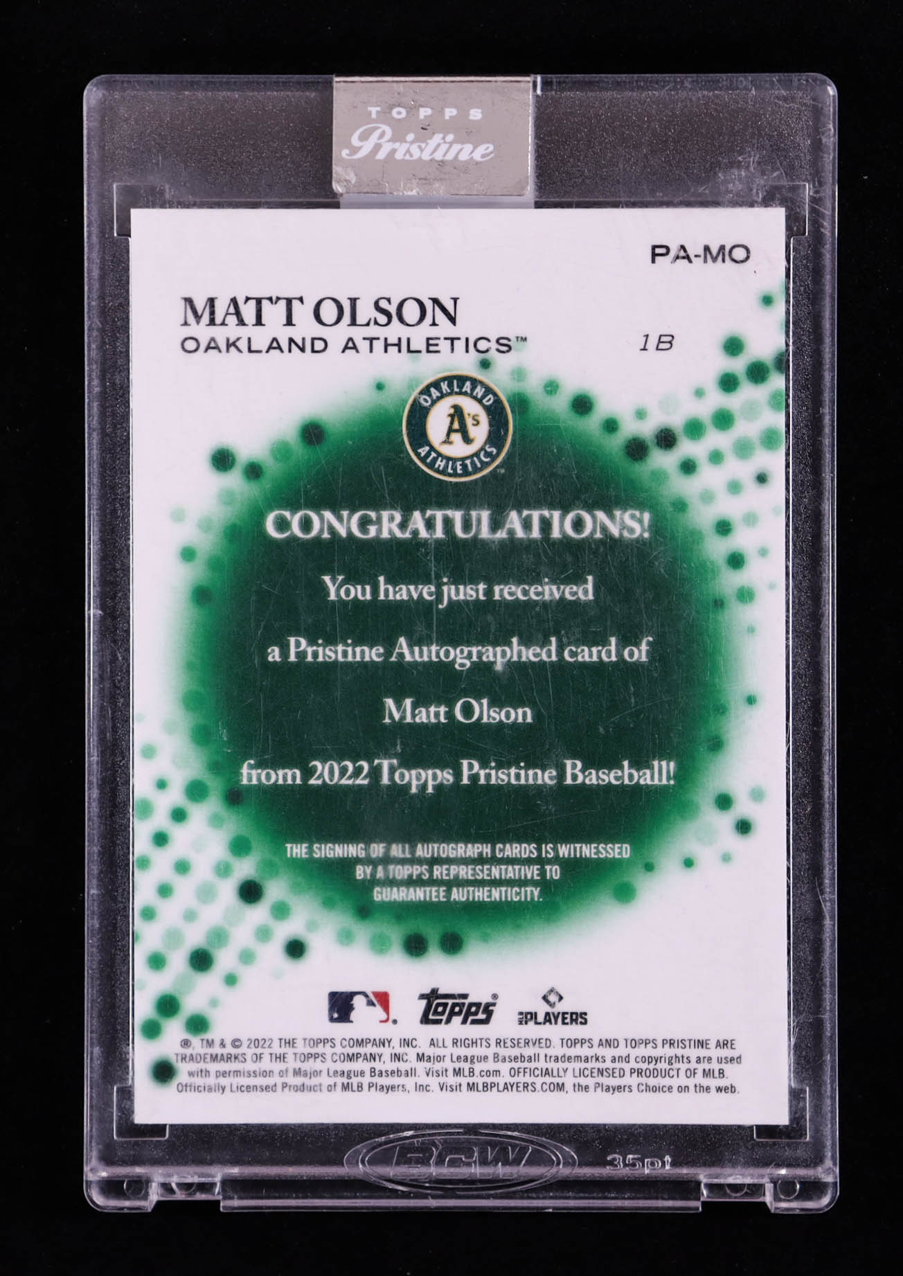 Matt Olson 2022 Topps Pristine Autographs #PAMO at PristineAuction.com Matt Olson 2022 Topps Pristine Autographs #PAMO at PristineAuction.com