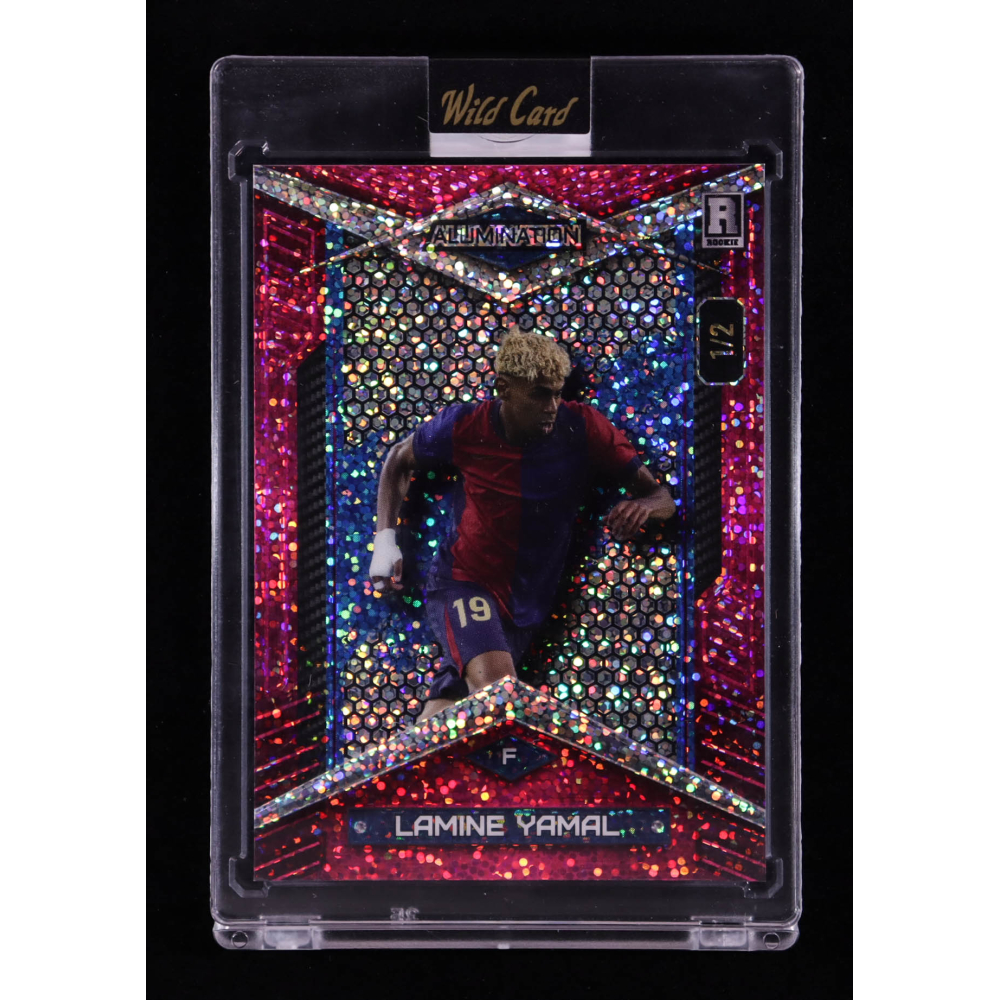 Lamine Yamal 2024 Wild Card Alumination Sparkle Pink #LY3 #1/2 RC at PristineAuction.com