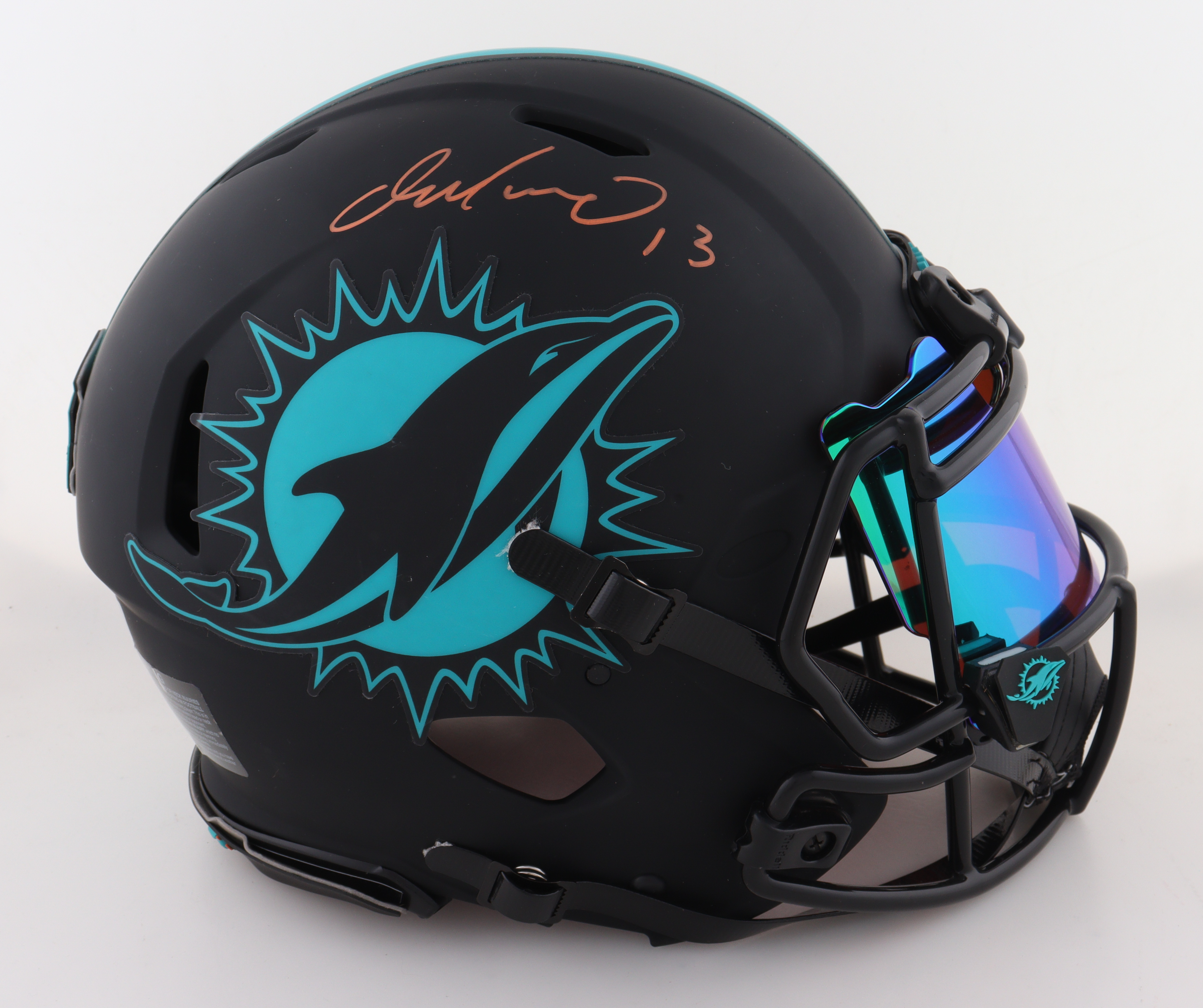 Dan Marino Signed Dolphins Full-Size Authentic On-Field Eclipse Alternate Speed Helmet With Visor (Radtke) at PristineAuction.com Dan Marino Signed Dolphins Full-Size Authentic On-Field Eclipse Alternate Speed Helmet With Visor (Radtke) at PristineAuction.com