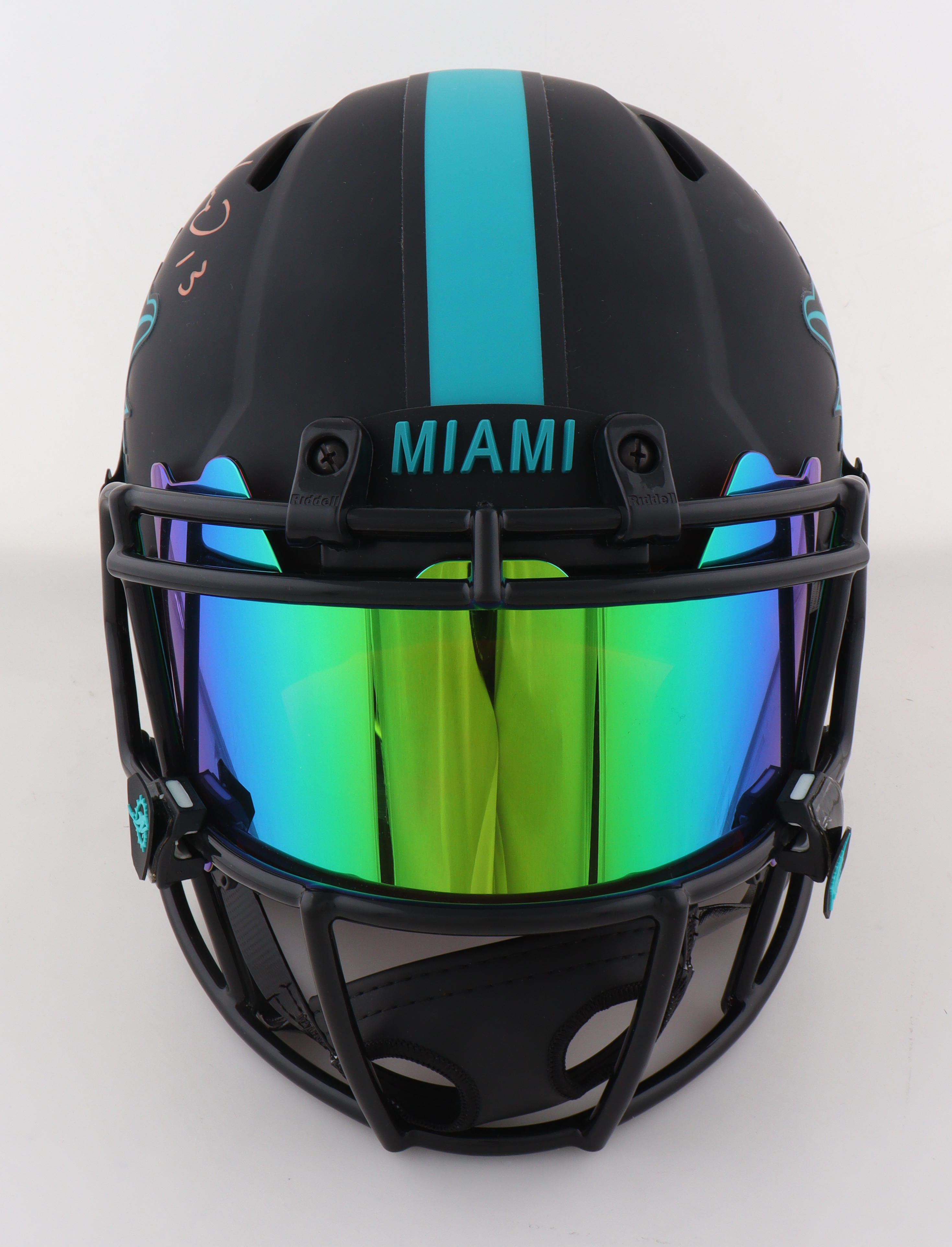 Dan Marino Signed Dolphins Full-Size Authentic On-Field Eclipse Alternate Speed Helmet With Visor (Radtke) at PristineAuction.com Dan Marino Signed Dolphins Full-Size Authentic On-Field Eclipse Alternate Speed Helmet With Visor (Radtke) at PristineAuction.com