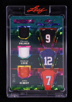 Carson Palmer / Andrew Luck / John Elway 2025 Leaf Glory of the Game Tradition Jerseys Holo Rainbow #T11 #05/12 at PristineAuction.com