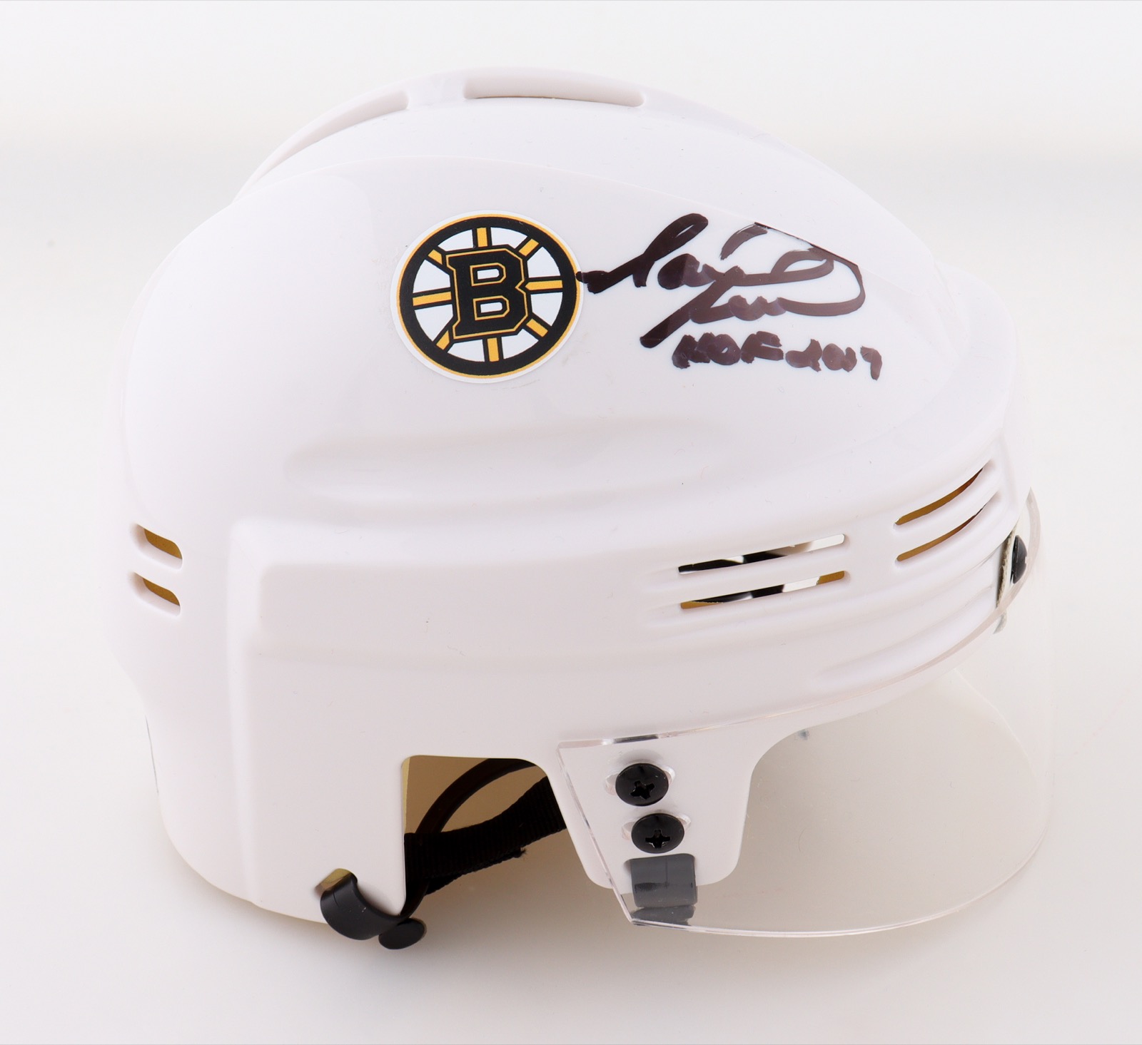 Mark Recchi Signed Bruins Mini Helmet Inscribed "HOF 2017" (JSA) at PristineAuction.com Mark Recchi Signed Bruins Mini Helmet Inscribed "HOF 2017" (JSA) at PristineAuction.com