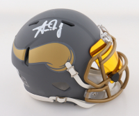 Aaron Jones Signed Vikings Slate Alternate Speed Mini Helmet With Visor (Beckett) at PristineAuction.com