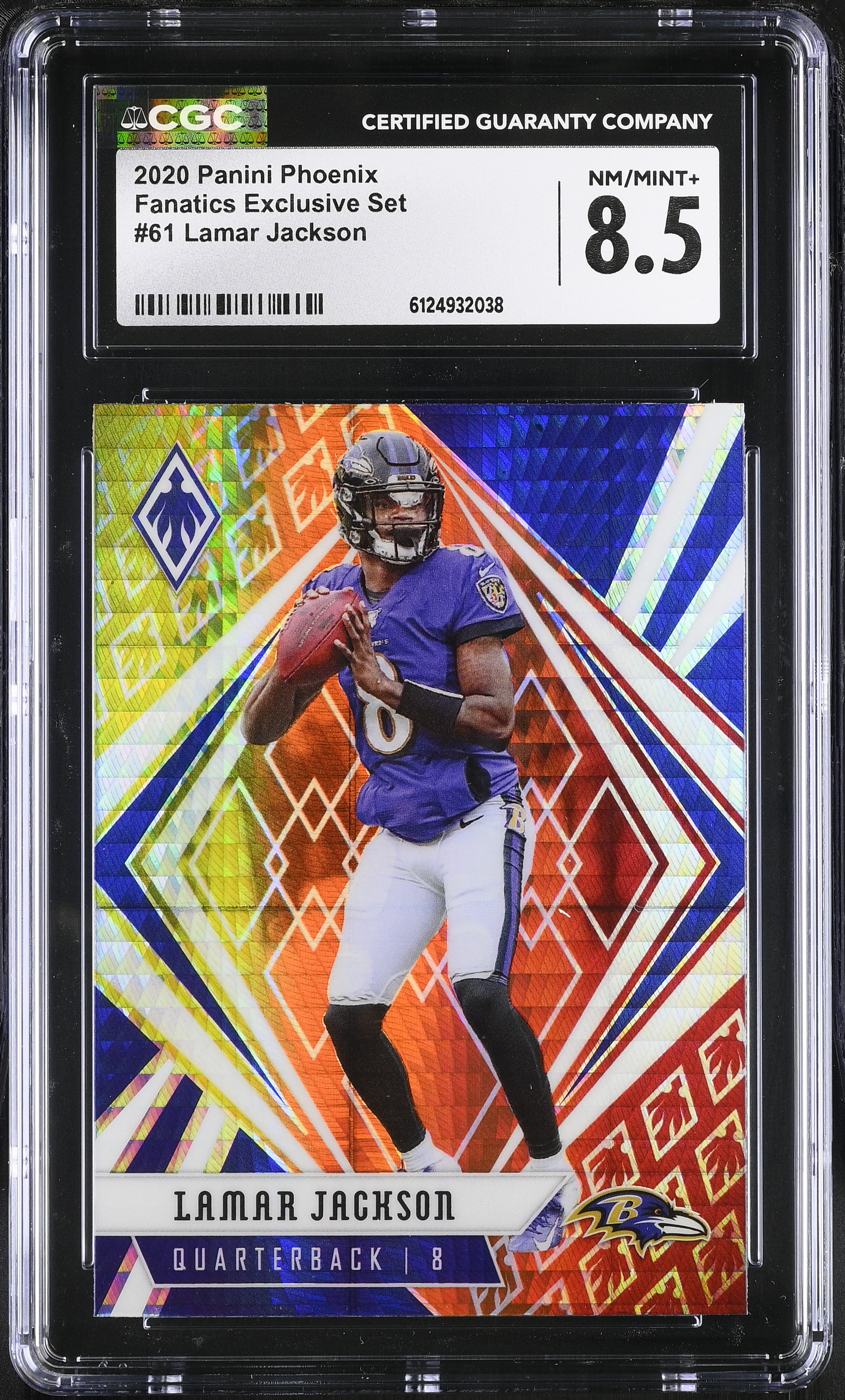 Lamar Jackson 2020 Panini Phoenix Fire Burst #61 (CGC 8.5) at PristineAuction.com Lamar Jackson 2020 Panini Phoenix Fire Burst #61 (CGC 8.5) at PristineAuction.com