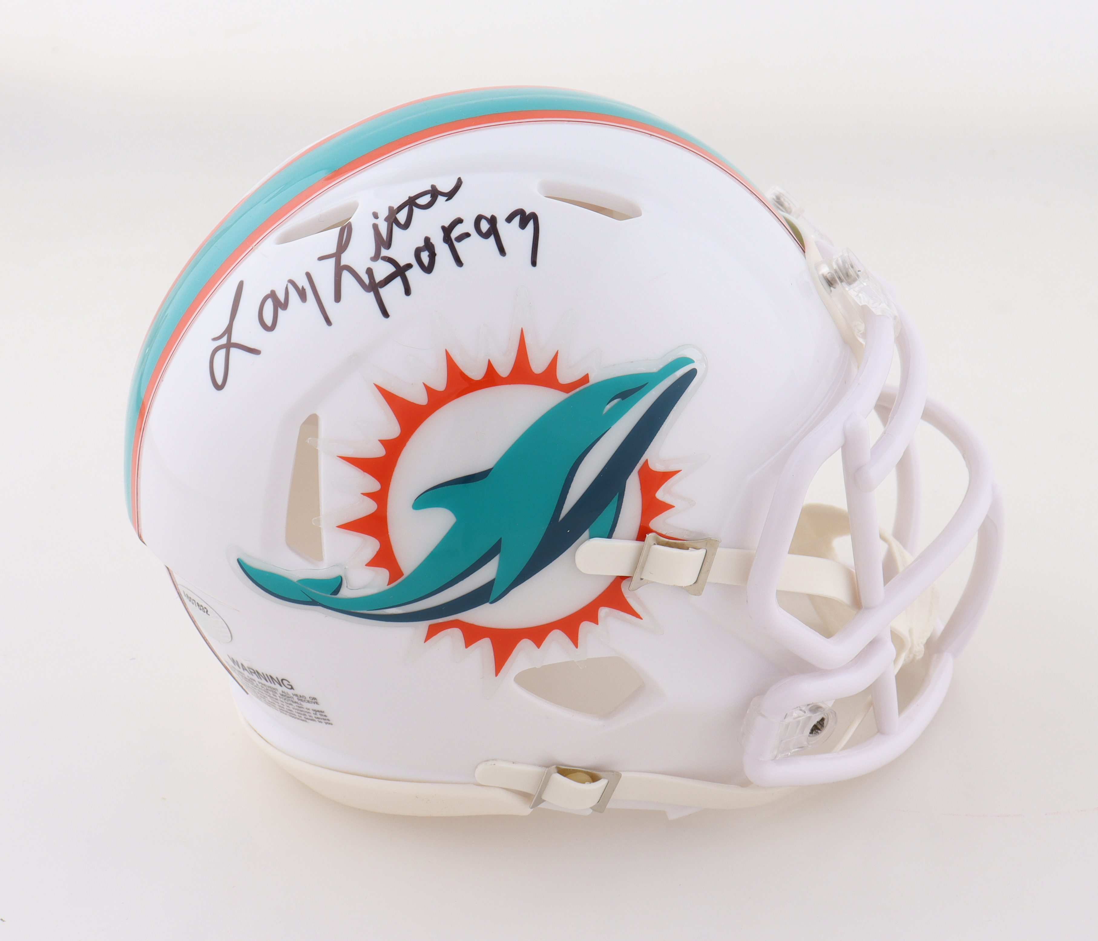 Larry Little Signed Dolphins Speed Mini Helmet Inscribed "HOF 93" (Schwartz) at PristineAuction.com Larry Little Signed Dolphins Speed Mini Helmet Inscribed "HOF 93" (Schwartz) at PristineAuction.com