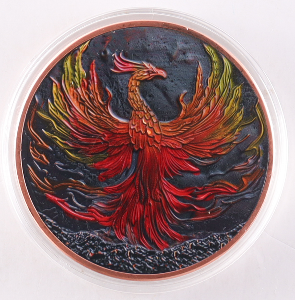 Phoenix Rising Highh Relief 5 Ounce AVDP .999 Fine Copper Bullion Round at PristineAuction.com Phoenix Rising Highh Relief 5 Ounce AVDP .999 Fine Copper Bullion Round at PristineAuction.com