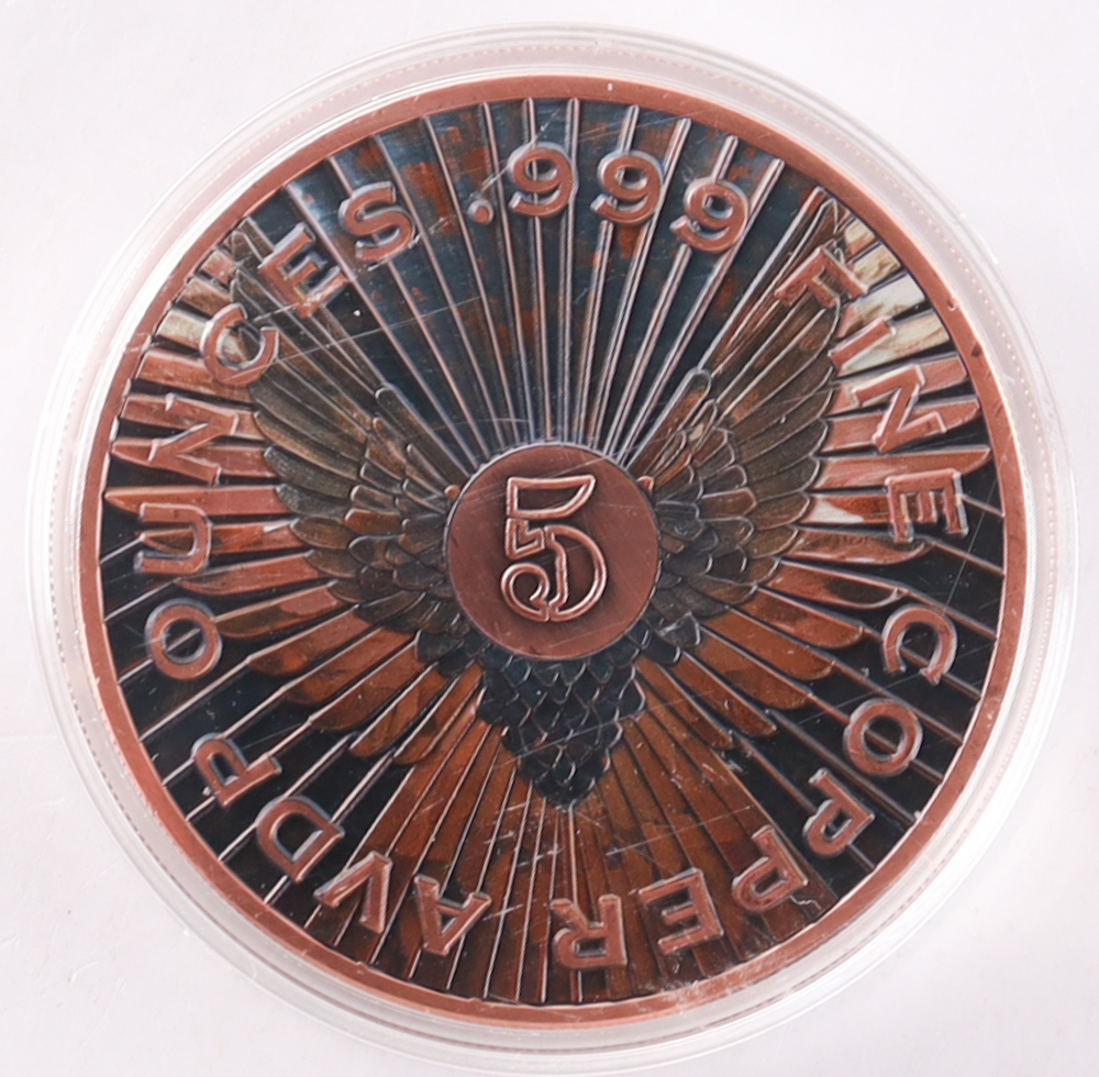 Phoenix Rising Highh Relief 5 Ounce AVDP .999 Fine Copper Bullion Round at PristineAuction.com Phoenix Rising Highh Relief 5 Ounce AVDP .999 Fine Copper Bullion Round at PristineAuction.com
