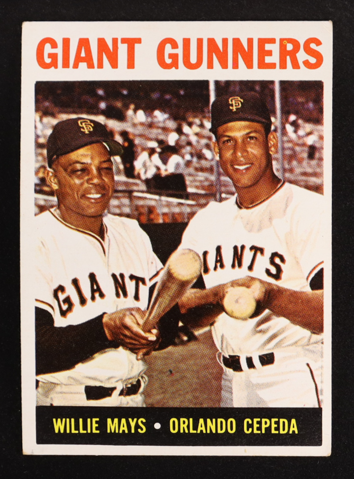 Willie Mays / Orlando Cepeda 1964 Topps Giant Gunners #306 at PristineAuction.com Willie Mays / Orlando Cepeda 1964 Topps Giant Gunners #306 at PristineAuction.com