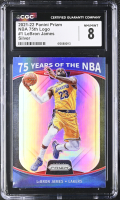 LeBron James 2021-22 Panini Prizm NBA 75th Logo Prizms Silver #1 (CGC 8) at PristineAuction.com