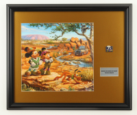 Thomas Kinkade "Mickey & Minnie on Safari" Custom Framed Print Display with Mickey & Minnie Dual Character Pin at PristineAuction.com