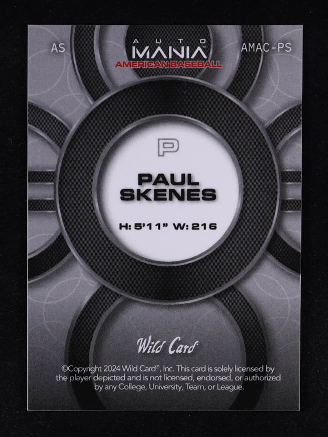 Paul Skenes 2024 Wild Card Auto Mania American Baseball American Flag Sparkles #AMACPS #45/50 RC at PristineAuction.com Paul Skenes 2024 Wild Card Auto Mania American Baseball American Flag Sparkles #AMACPS #45/50 RC at PristineAuction.com