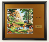 Thomas Kinkade "Winnie The Pooh" Custom Framed Print Display with Set of (2) Disney Pins at PristineAuction.com