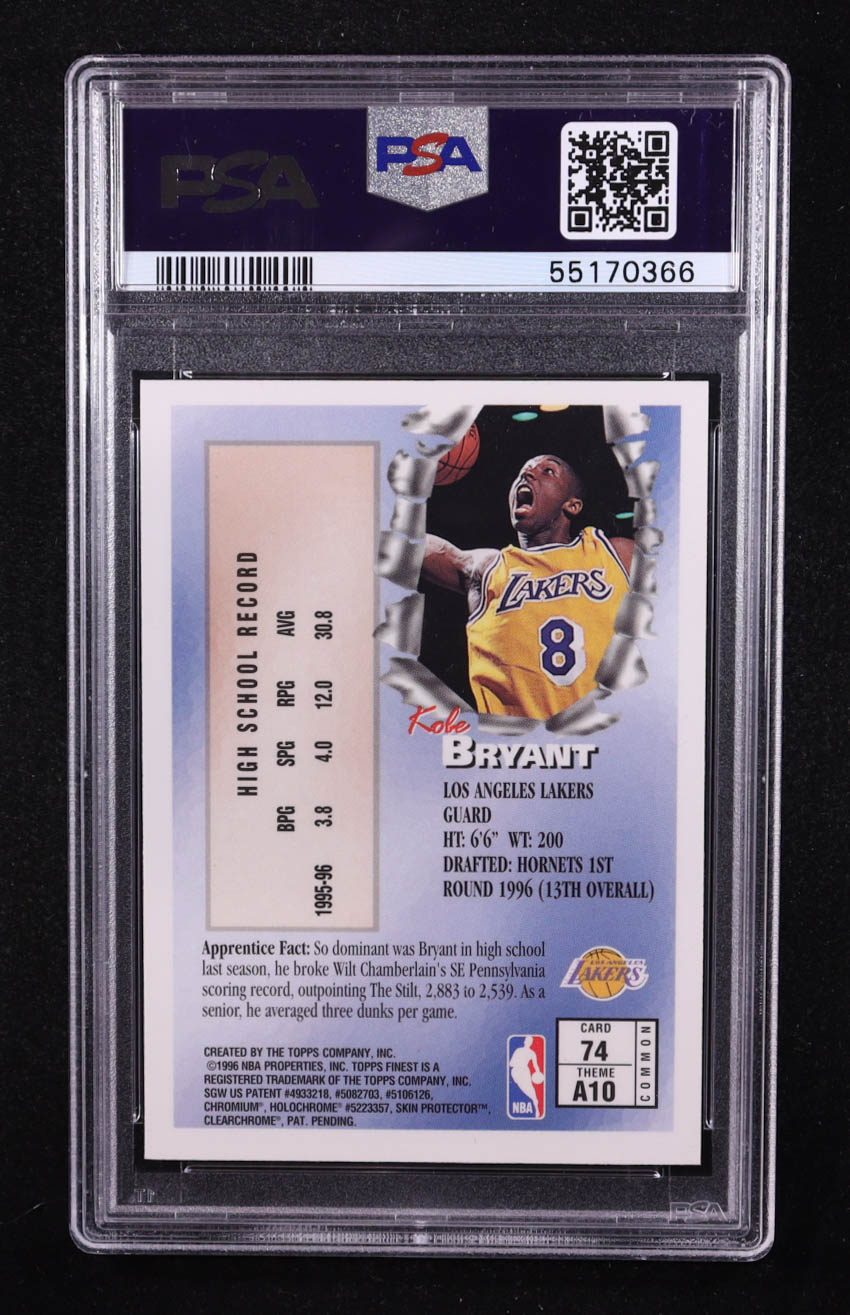 Kobe Bryant 1996-97 Finest #74 B RC (PSA 10) at PristineAuction.com Kobe Bryant 1996-97 Finest #74 B RC (PSA 10) at PristineAuction.com