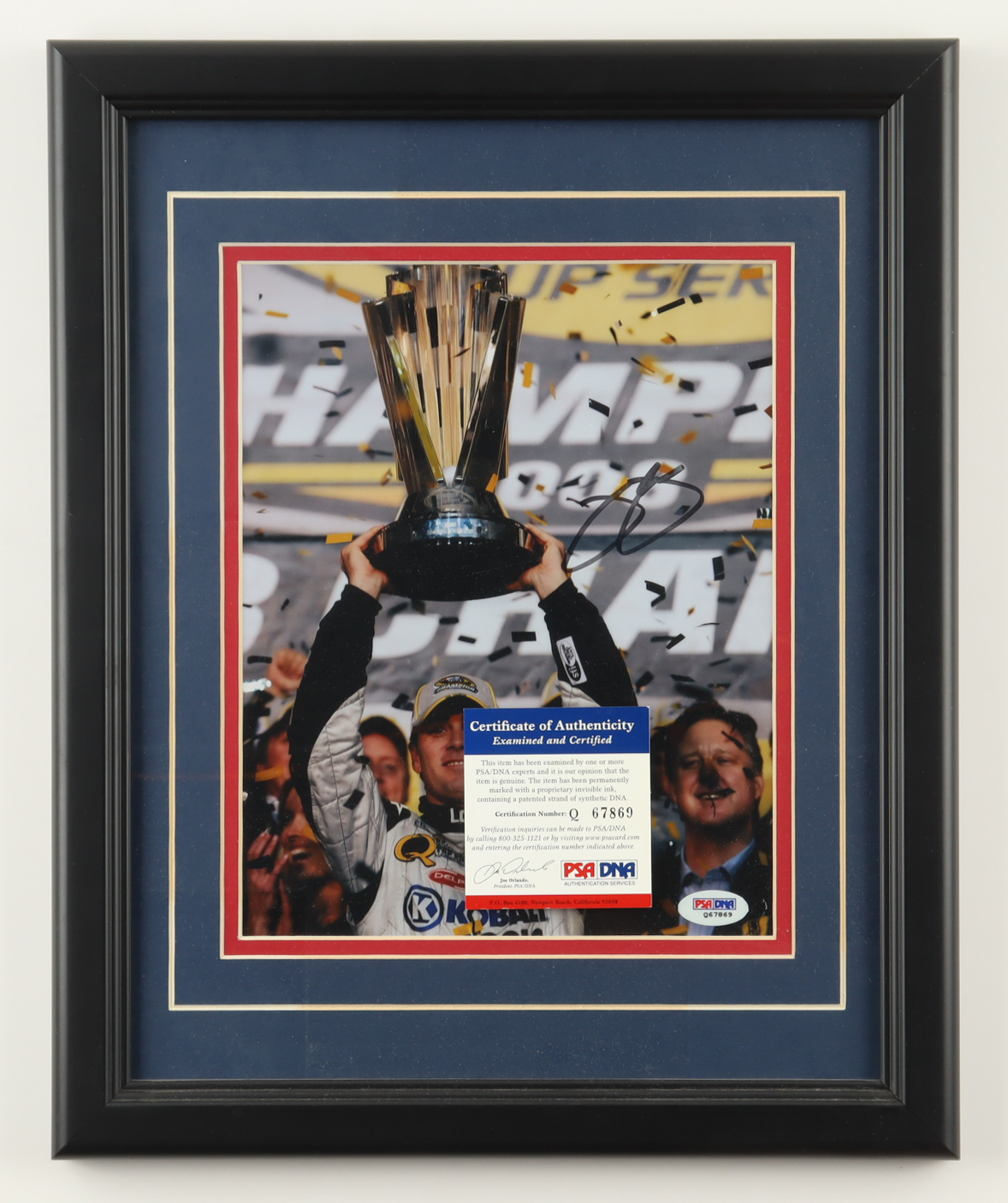Jimmie Johnson Signed NASCAR Custom Framed Photo Display (PSA) at PristineAuction.com Jimmie Johnson Signed NASCAR Custom Framed Photo Display (PSA) at PristineAuction.com