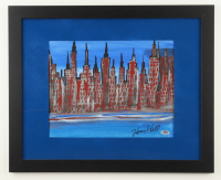 Henry Hill Signed and Hand Painted Oil Painting "New York City Skyline" Custom Framed Display (PSA) at PristineAuction.com
