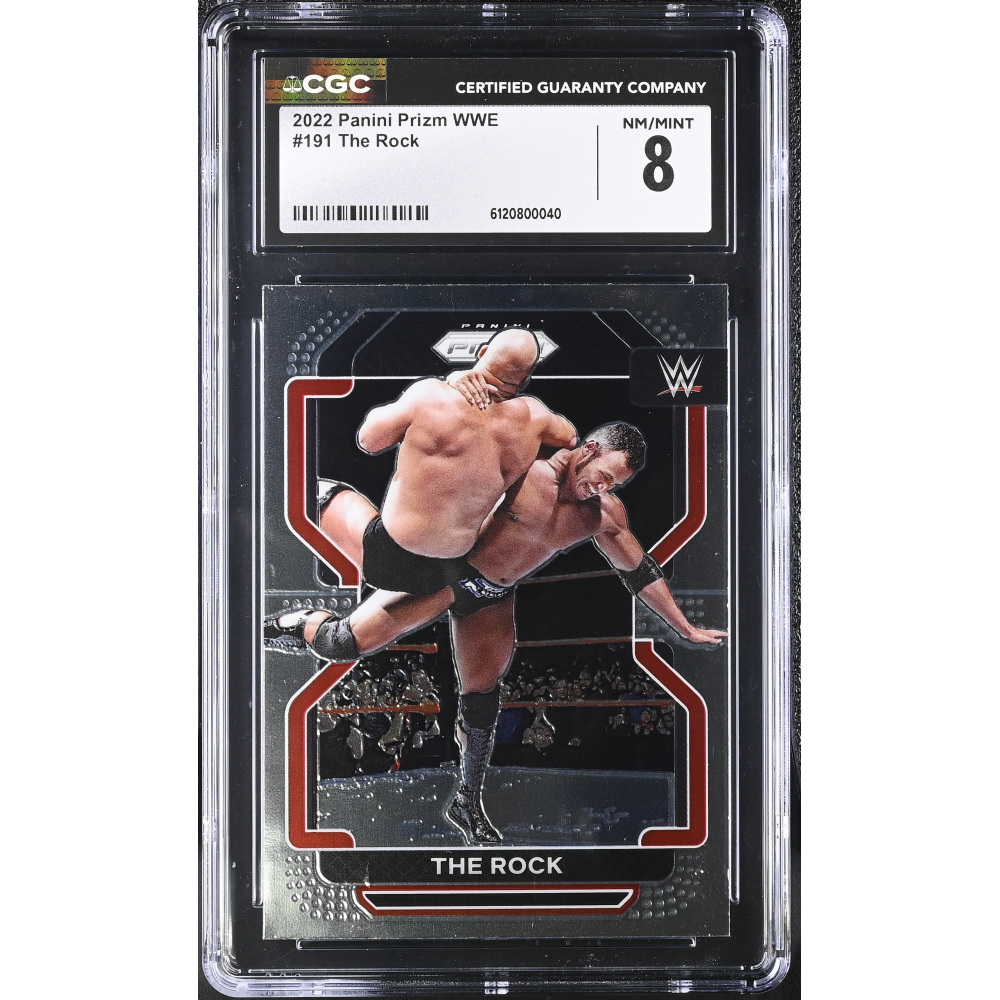The Rock 2022 Panini Prizm WWE #191 (CGC 8) at PristineAuction.com