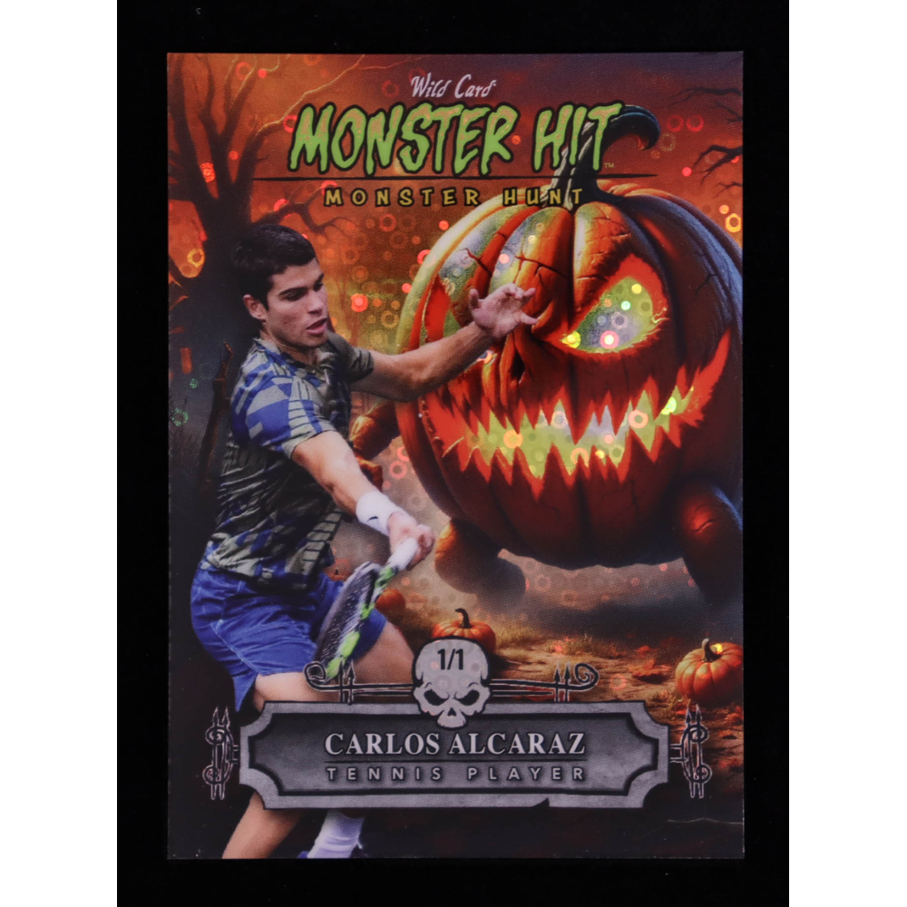 Carlos Alcaraz 2025 Wild Card Monster Hit Monster Hunt Pumpkin Donut Circles #CA #1/1 at PristineAuction.com