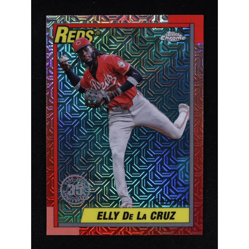 Elly De La Cruz 2025 Topps '90 Topps Silver Pack Chrome Aqua Refractors #T90C15 #052/199 at PristineAuction.com