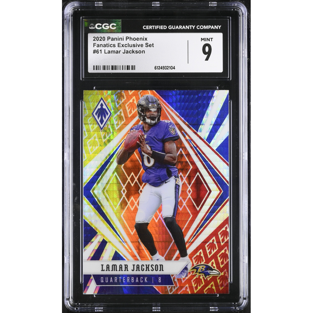 Lamar Jackson 2020 Panini Phoenix Fire Burst #61 (CGC 9) at PristineAuction.com