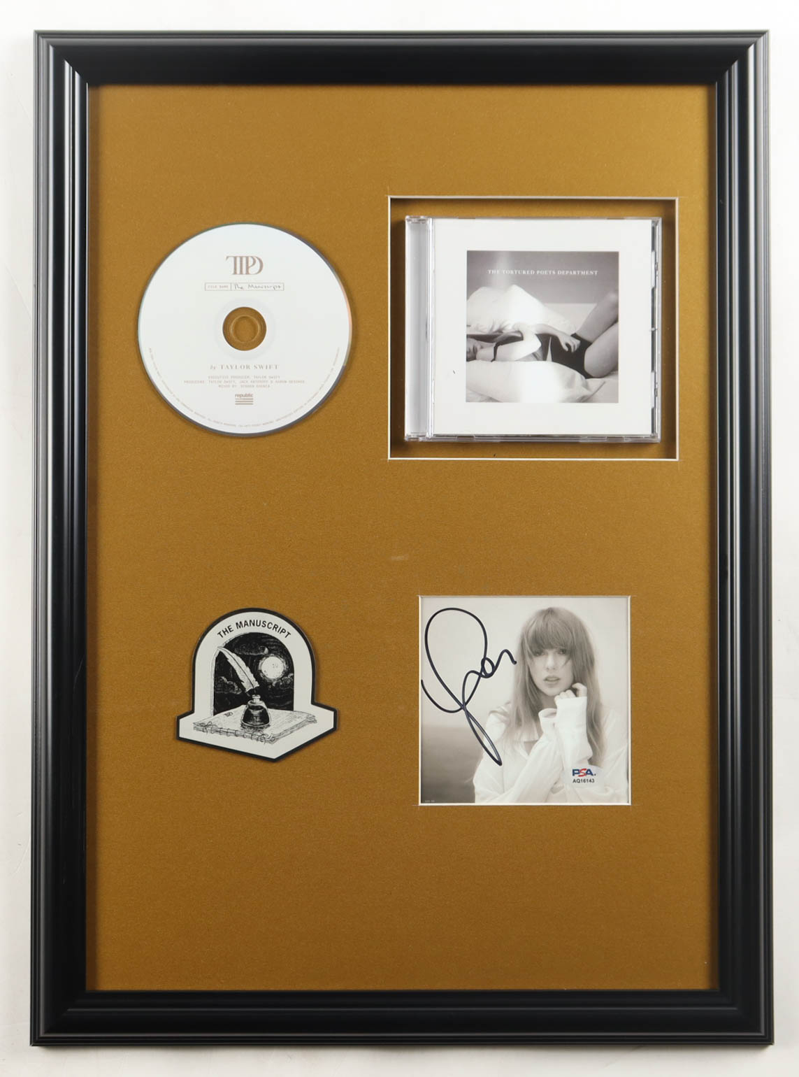 Taylor Swift Signed Custom Framed "The Tortured Poets Department" CD Album Insert Display with CD Case, CD & The Bolter Albatross (PSA) at PristineAuction.com Taylor Swift Signed Custom Framed "The Tortured Poets Department" CD Album Insert Display with CD Case, CD & The Bolter Albatross (PSA) at PristineAuction.com