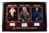 Michael Gambon, Jude Law & Richard Harris Signed "Harry Potter" Custom Framed Cut Display with (2) Movie Prop Wands (JSA) at PristineAuction.com