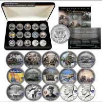 World War II "End of WWII 75th Anniversary" Set of (15) JFK Half Dollar Coins with Box at PristineAuction.com