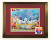 "USA Olympics At The Los Angeles Coliseum" Custom Framed Leroy Neiman Art Lithograph Display with 1984 USA Olympic Patch at PristineAuction.com
