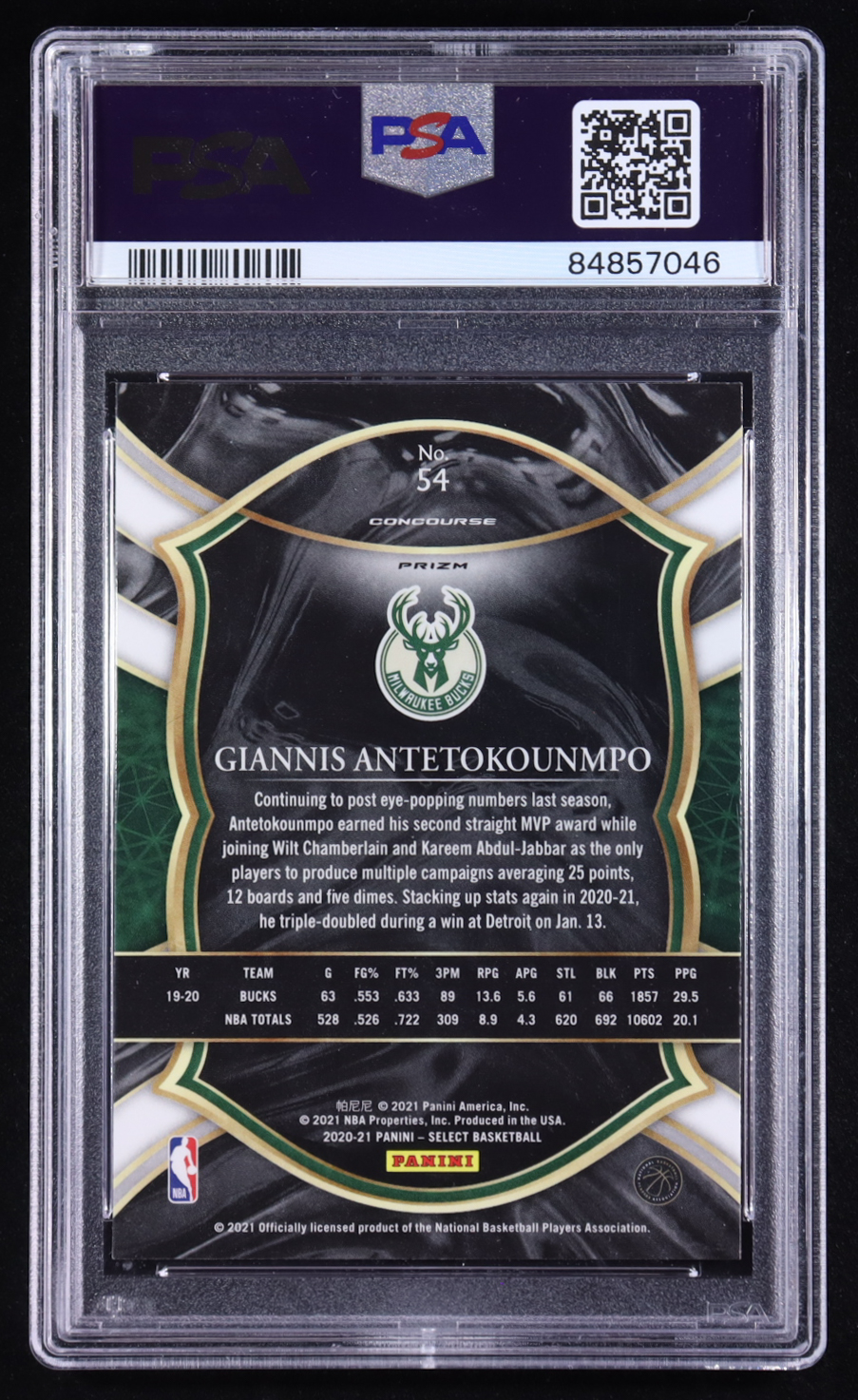 Giannis Antetokounmpo 2020-21 Select Prizms Tri-Color #54 (PSA 10) at PristineAuction.com Giannis Antetokounmpo 2020-21 Select Prizms Tri-Color #54 (PSA 10) at PristineAuction.com