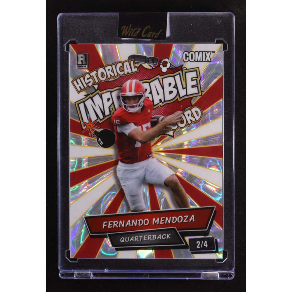 Fernando Mendoza 2025 Wild Card Alumination Comix Improbable Record White and Red Silver Foil #ACBL-FM011 #2/4 RC at PristineAuction.com