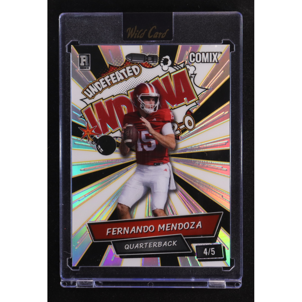 Fernando Mendoza 2025 Wild Card Alumination Comix Undefeated Indiana White and Black Silver Rainbow Foil #ACBL-FM06 #4/5 RC at PristineAuction.com