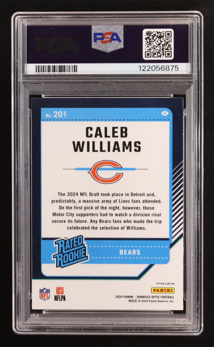 Caleb Williams 2024 Donruss Optic Holo #201 RR RC (PSA 9) at PristineAuction.com Caleb Williams 2024 Donruss Optic Holo #201 RR RC (PSA 9) at PristineAuction.com