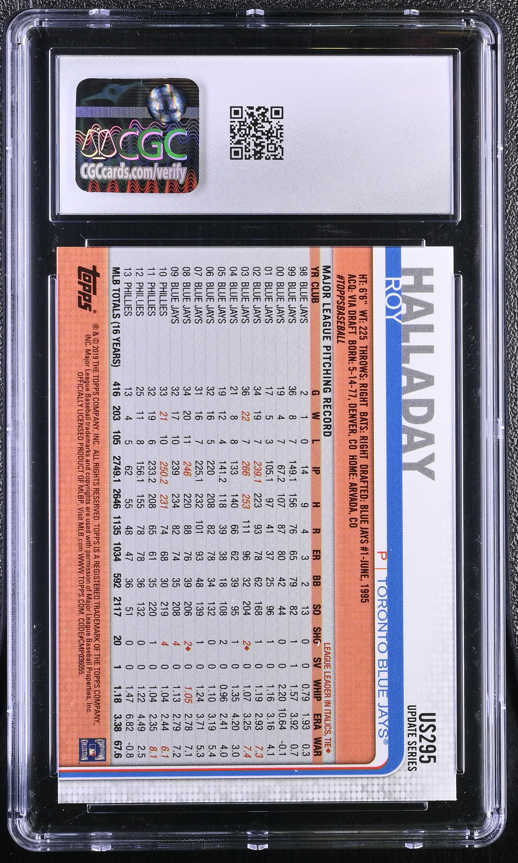 Roy Halladay 2019 Topps Update Photo Variations #US295 (CGC 8.5) at PristineAuction.com Roy Halladay 2019 Topps Update Photo Variations #US295 (CGC 8.5) at PristineAuction.com