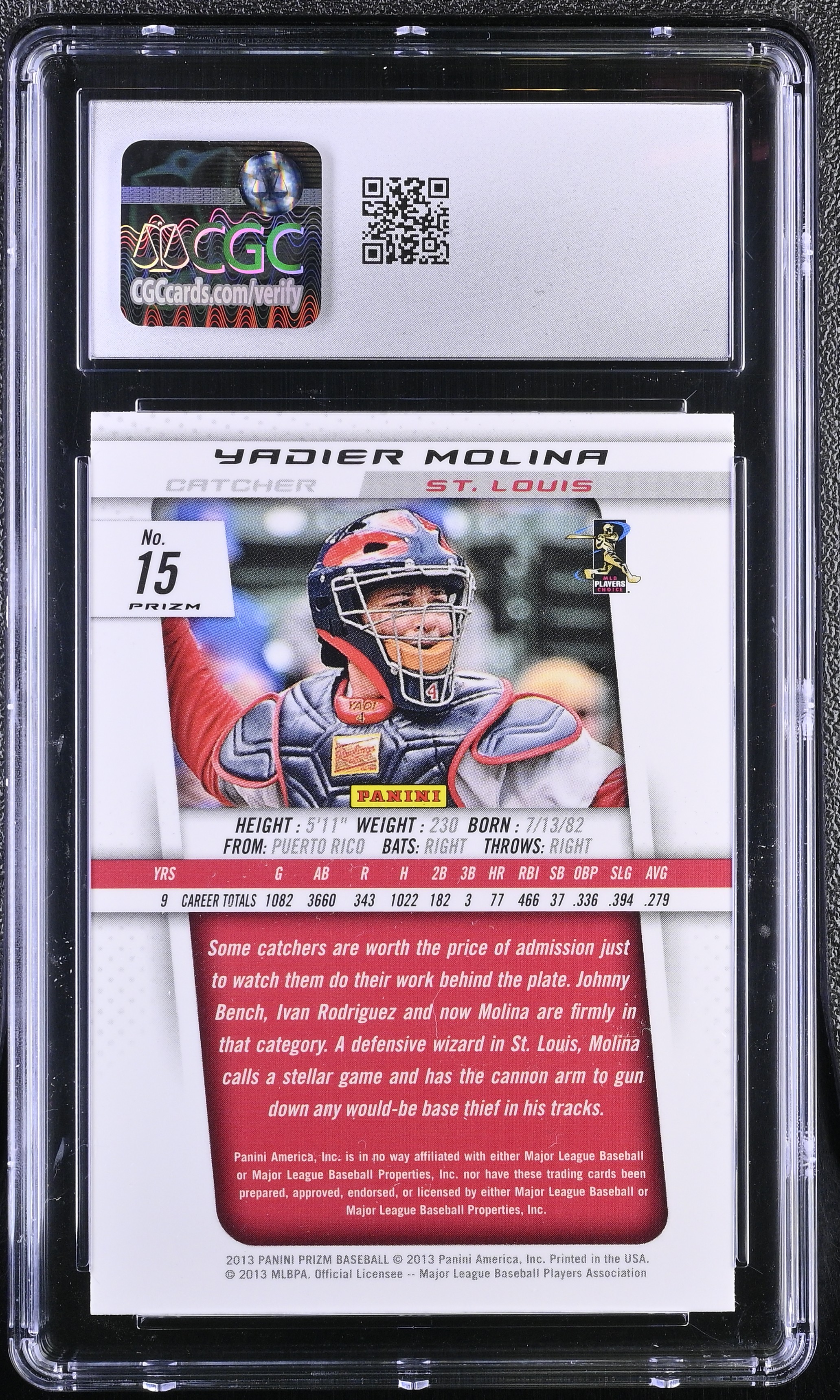 Yadier Molina 2013 Panini Prizm Prizms #15 (CGC 8) at PristineAuction.com Yadier Molina 2013 Panini Prizm Prizms #15 (CGC 8) at PristineAuction.com